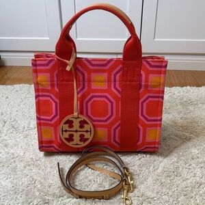 Tory Burch 🛑 Octagon Mini Pink and Red Tote